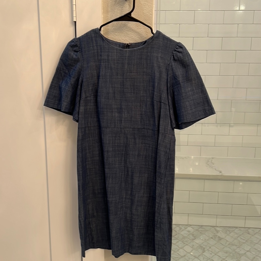 Denim short sleeve flare dress